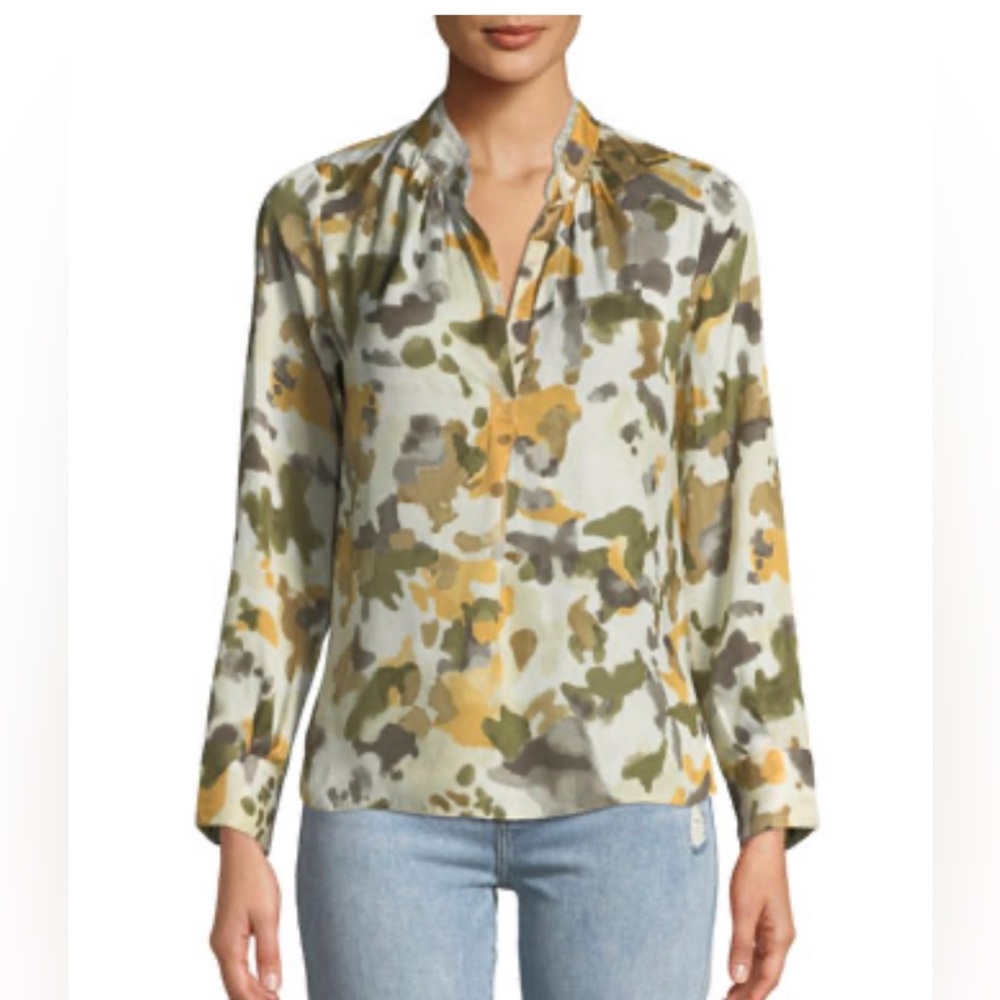 ZADIG & VOLTAIRE Tink Camo-Print Satin Long-Sleeve Blouse‎